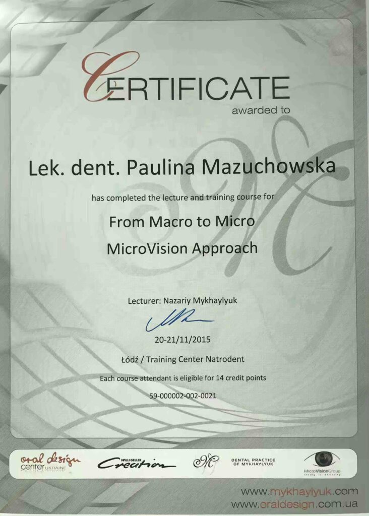 Kurs From Micro to Macro, N.Mykhaylyuk,Certyfikat uczestnictwa